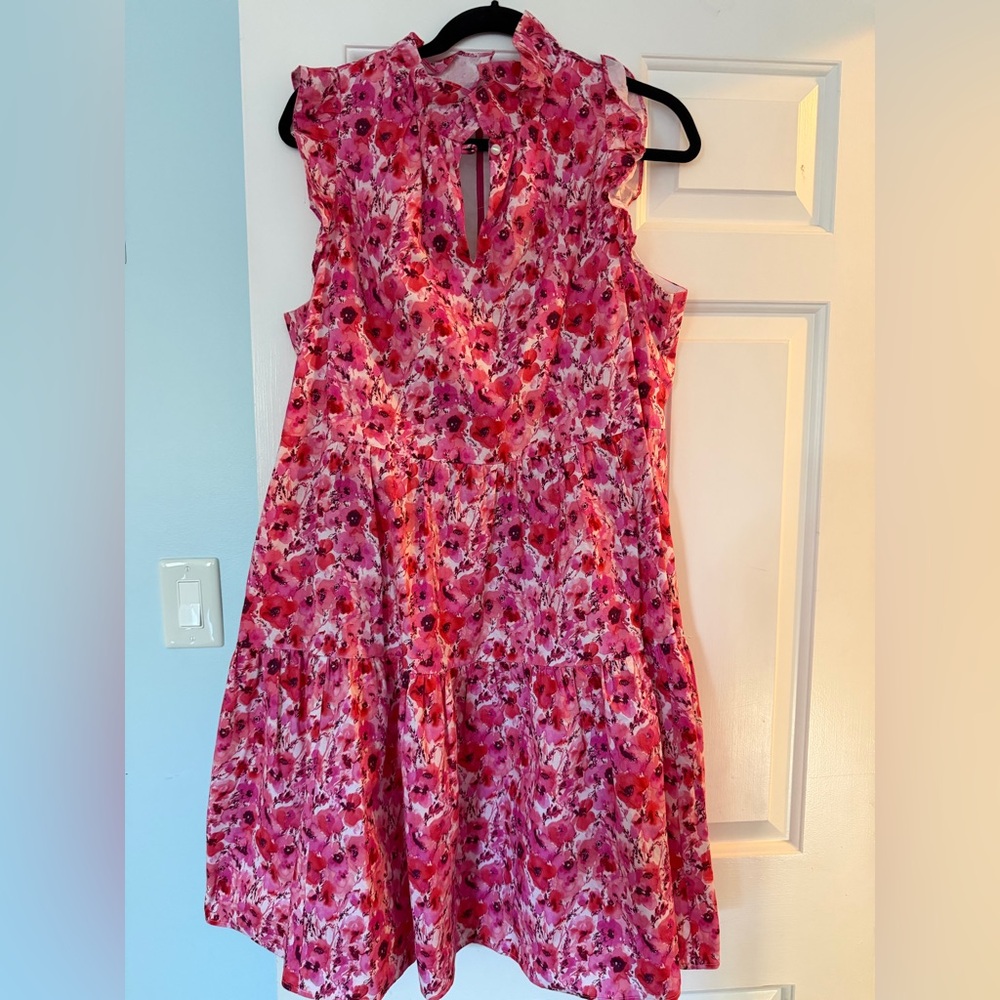 Sara Campbell Pink and White Dress